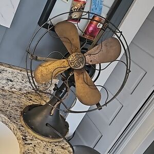GE brass blades vintage oscillating fan